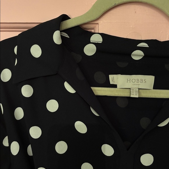 Hobbs London Polka Dot Navy and White Dress - Picture 3 of 7
